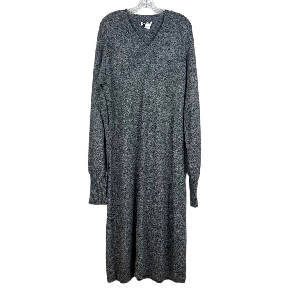 Vintage Sears gray long sleeve knit sweater dress size 18